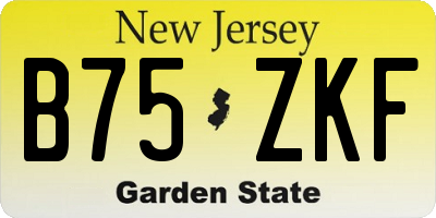 NJ license plate B75ZKF