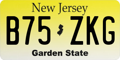 NJ license plate B75ZKG