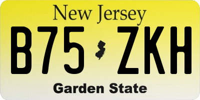 NJ license plate B75ZKH