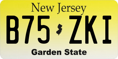 NJ license plate B75ZKI