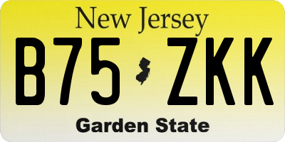 NJ license plate B75ZKK