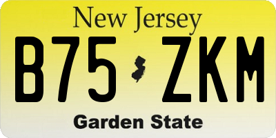 NJ license plate B75ZKM