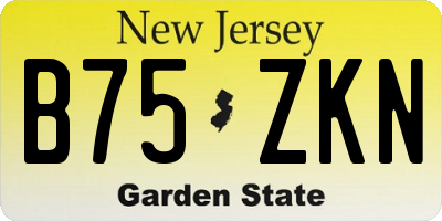 NJ license plate B75ZKN
