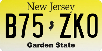 NJ license plate B75ZKO