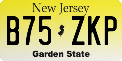 NJ license plate B75ZKP