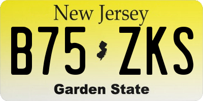 NJ license plate B75ZKS