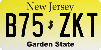 NJ license plate B75ZKT