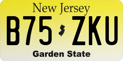 NJ license plate B75ZKU