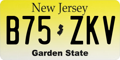 NJ license plate B75ZKV