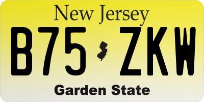 NJ license plate B75ZKW