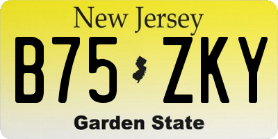 NJ license plate B75ZKY
