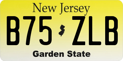 NJ license plate B75ZLB
