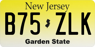 NJ license plate B75ZLK