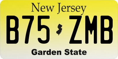 NJ license plate B75ZMB