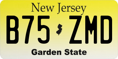 NJ license plate B75ZMD