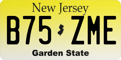 NJ license plate B75ZME