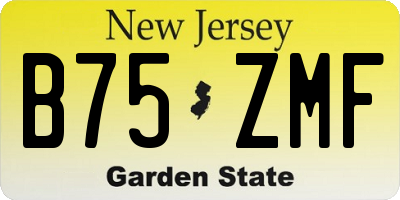 NJ license plate B75ZMF