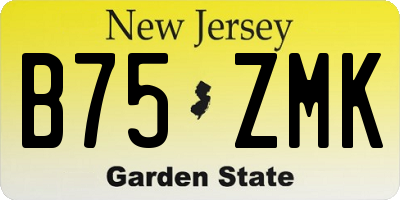 NJ license plate B75ZMK