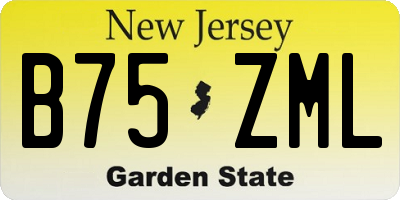 NJ license plate B75ZML