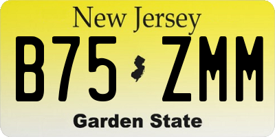 NJ license plate B75ZMM