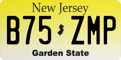 NJ license plate B75ZMP