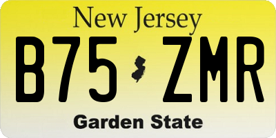 NJ license plate B75ZMR