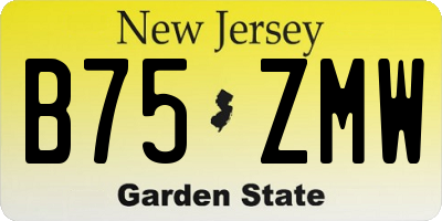 NJ license plate B75ZMW