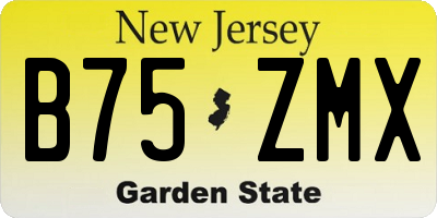 NJ license plate B75ZMX