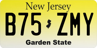 NJ license plate B75ZMY