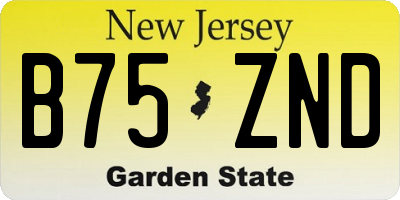 NJ license plate B75ZND