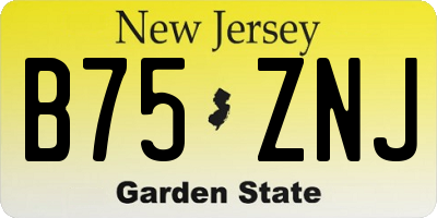 NJ license plate B75ZNJ