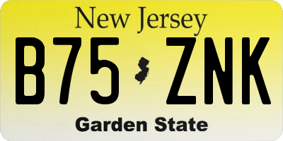 NJ license plate B75ZNK