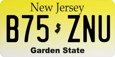 NJ license plate B75ZNU