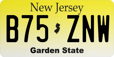 NJ license plate B75ZNW