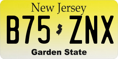 NJ license plate B75ZNX