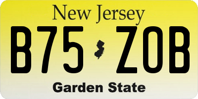 NJ license plate B75ZOB