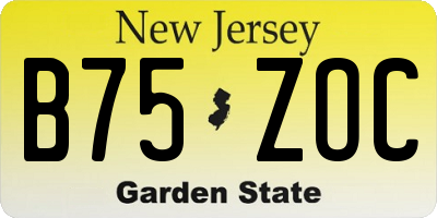 NJ license plate B75ZOC