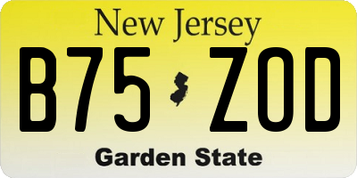 NJ license plate B75ZOD