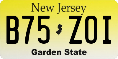 NJ license plate B75ZOI