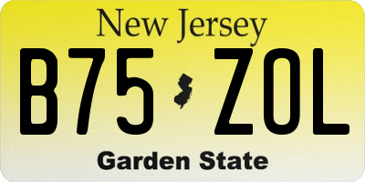 NJ license plate B75ZOL