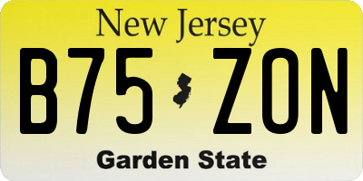 NJ license plate B75ZON