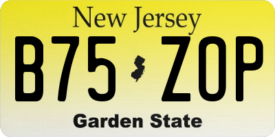 NJ license plate B75ZOP
