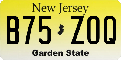 NJ license plate B75ZOQ