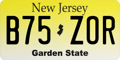 NJ license plate B75ZOR