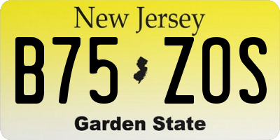 NJ license plate B75ZOS