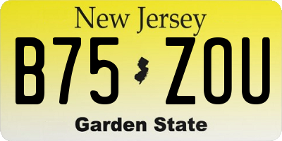 NJ license plate B75ZOU