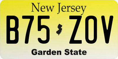 NJ license plate B75ZOV