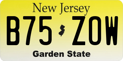 NJ license plate B75ZOW