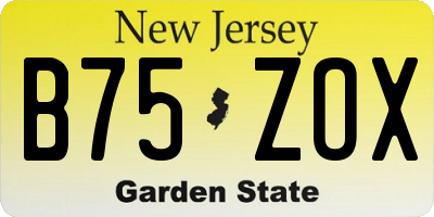 NJ license plate B75ZOX