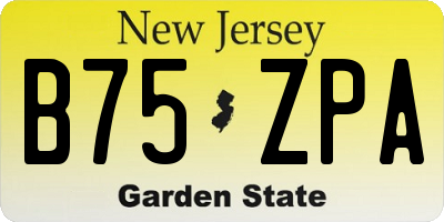 NJ license plate B75ZPA